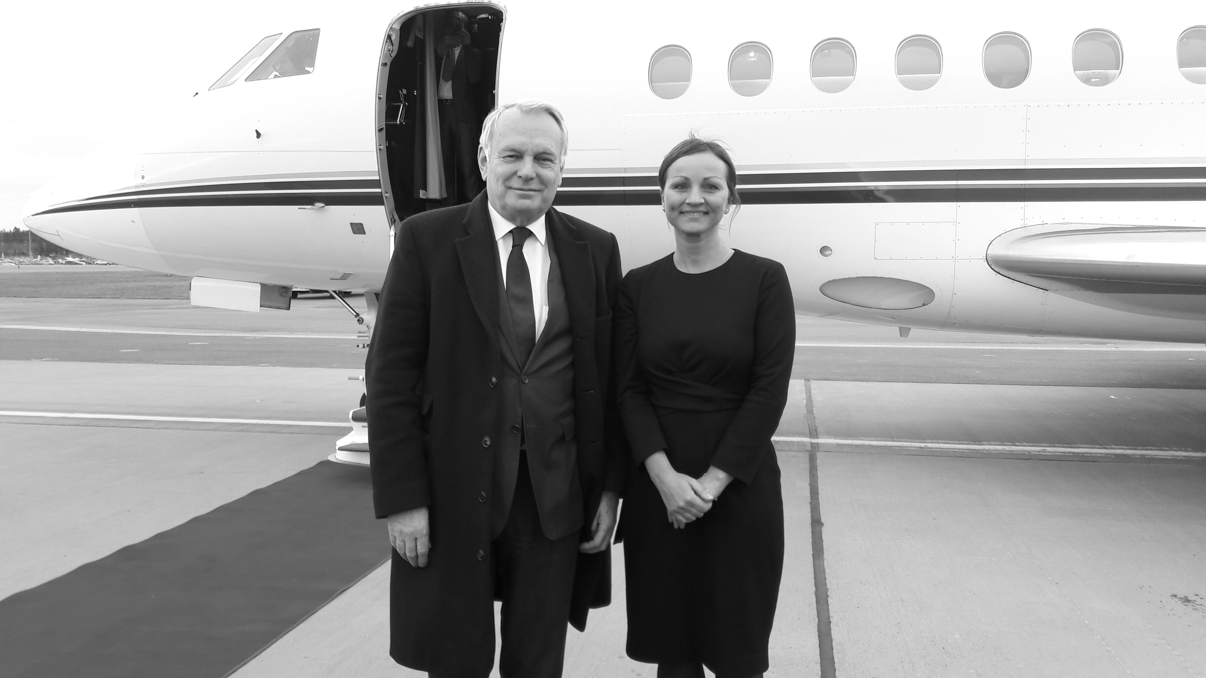 Frankrikes utrikesminister Jean-Marc Ayrault och Katrin André (mars 2017)